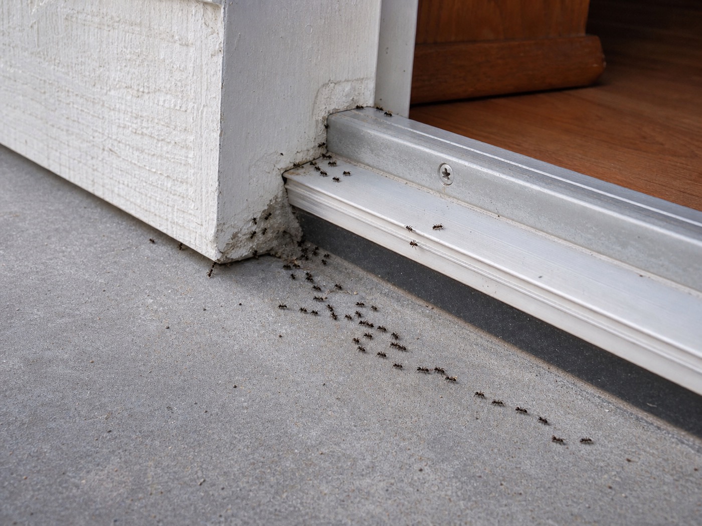 Ant trail entering near a home threshold